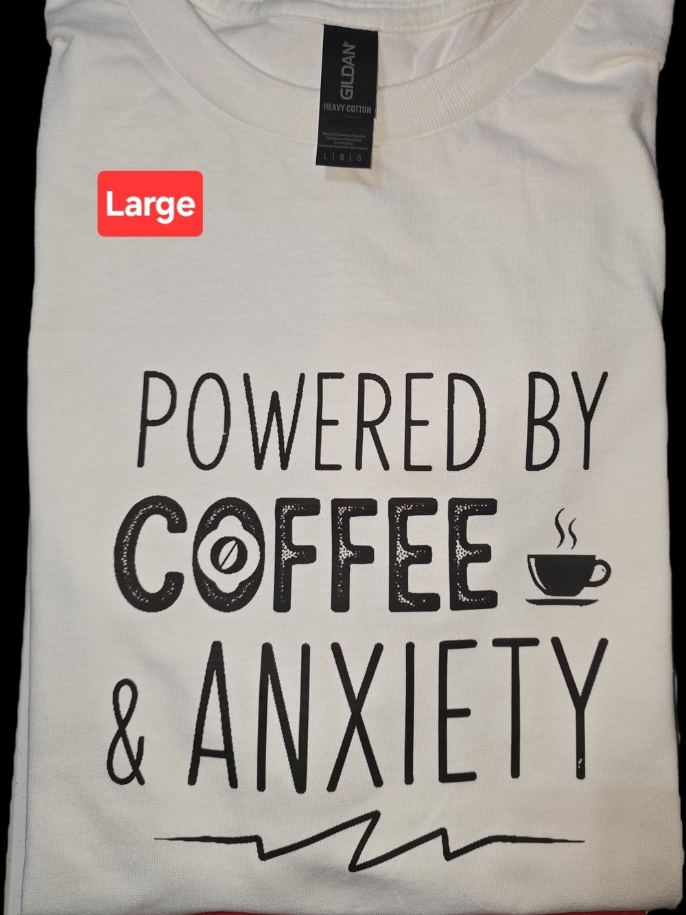 Gildan White Short-Sleeve Graphic Tee with Black Print